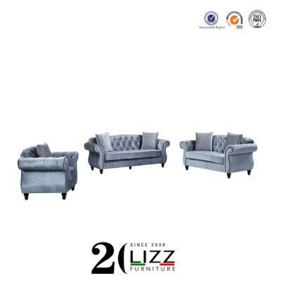 Online Promotion Home Furniture Living Room Fabric Chesterfield Sofa Set