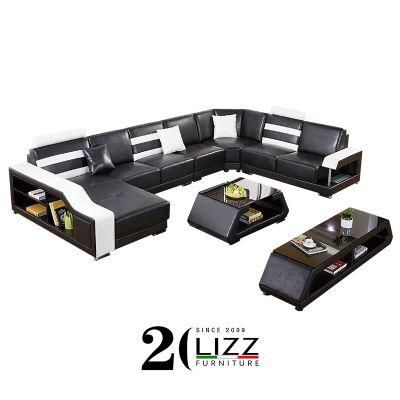 Modern Home Furniture Livining Room Genuine Leather U Shape Sofa