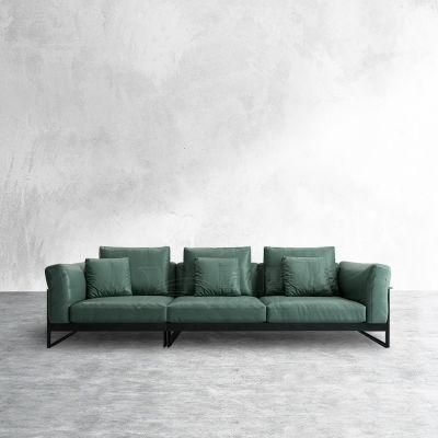 Leather Sofa with Iron Frame for Living Room