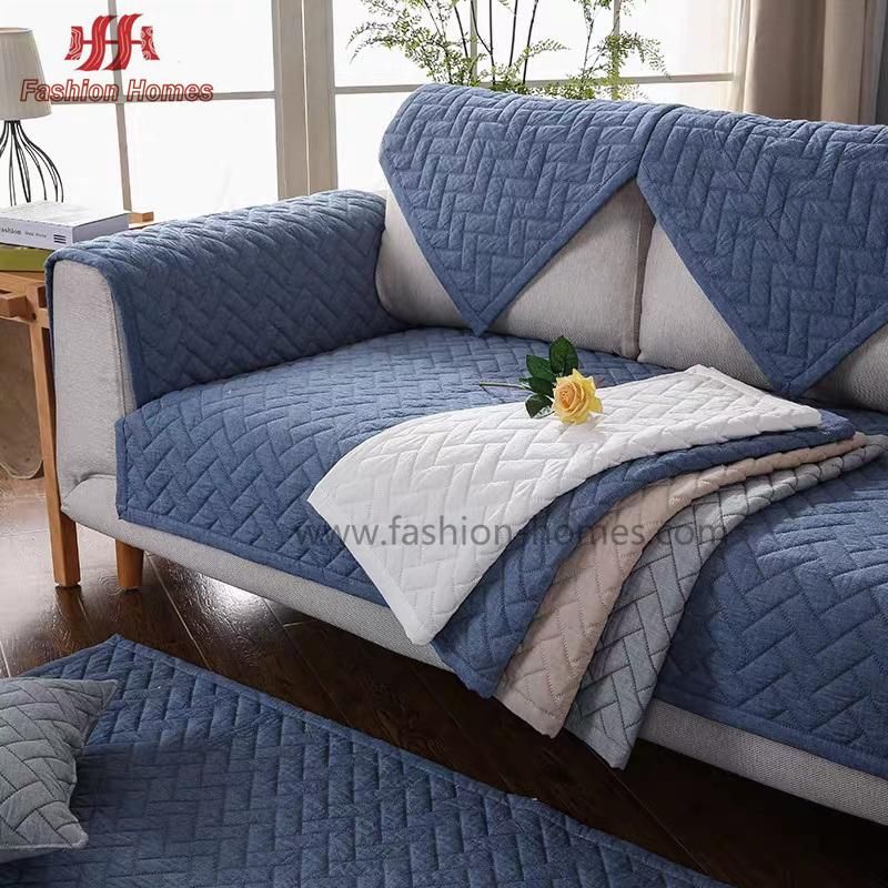 Geometric Pattern Solid Embroidered Quilting Sofa Cover
