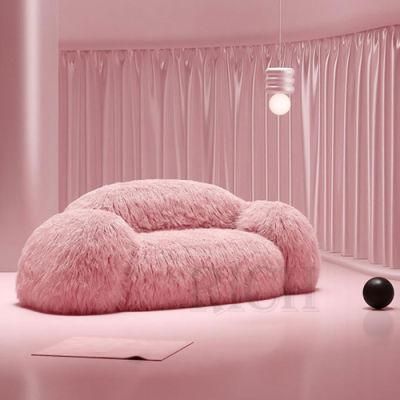 Divano Moderno 2 Seat Small Couch Furniture Modern Living Room Sofas and Loveseat Luxury Fur Pink Couch Fluffy Sofa