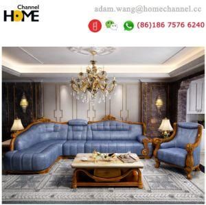 2018 New Solid Wood European Style Leather Sofa for Home Living Room (HC610)