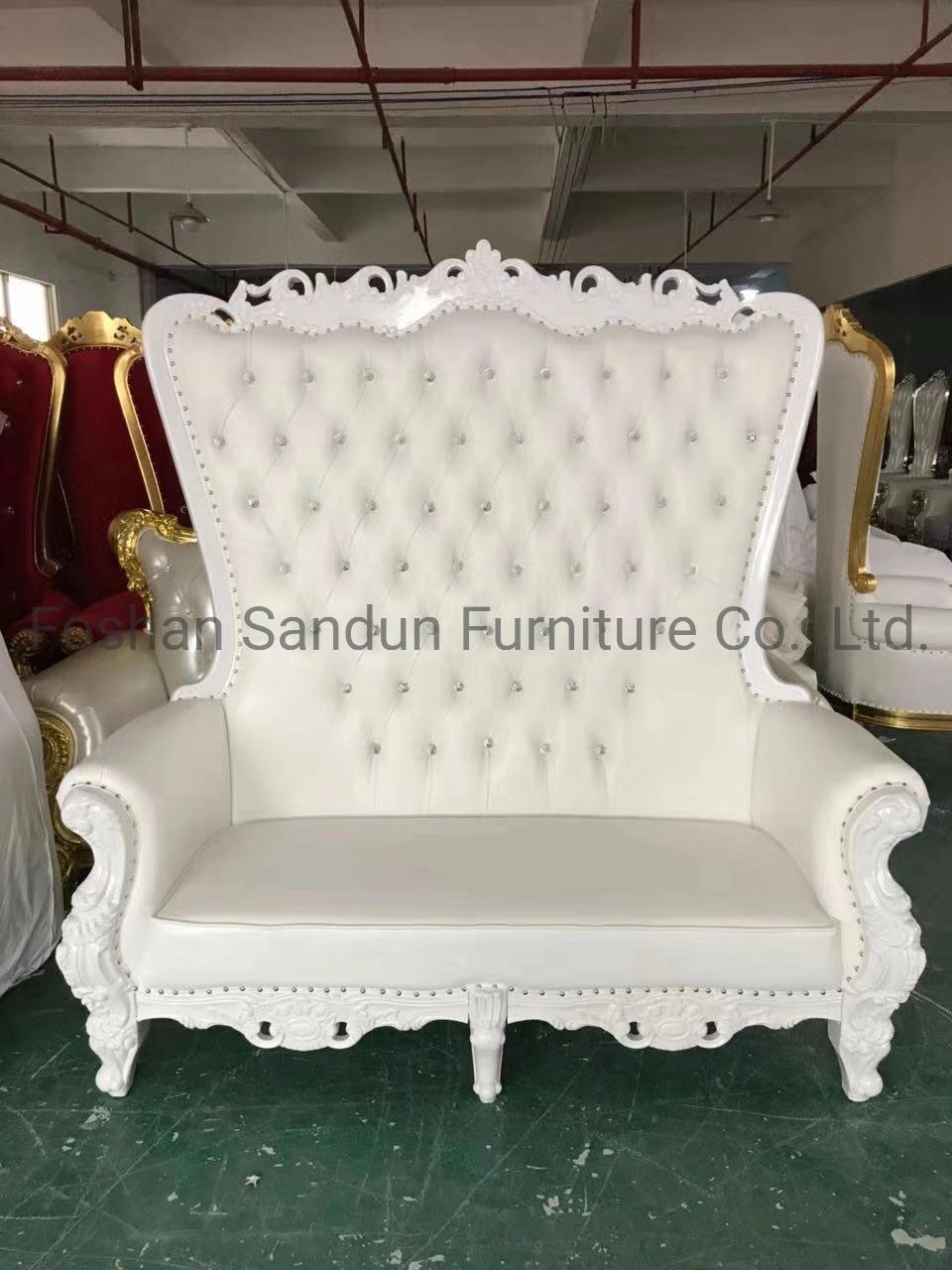 Love Heart Shape Design Luxury Solid Wood Gold Wedding Throne Sofa
