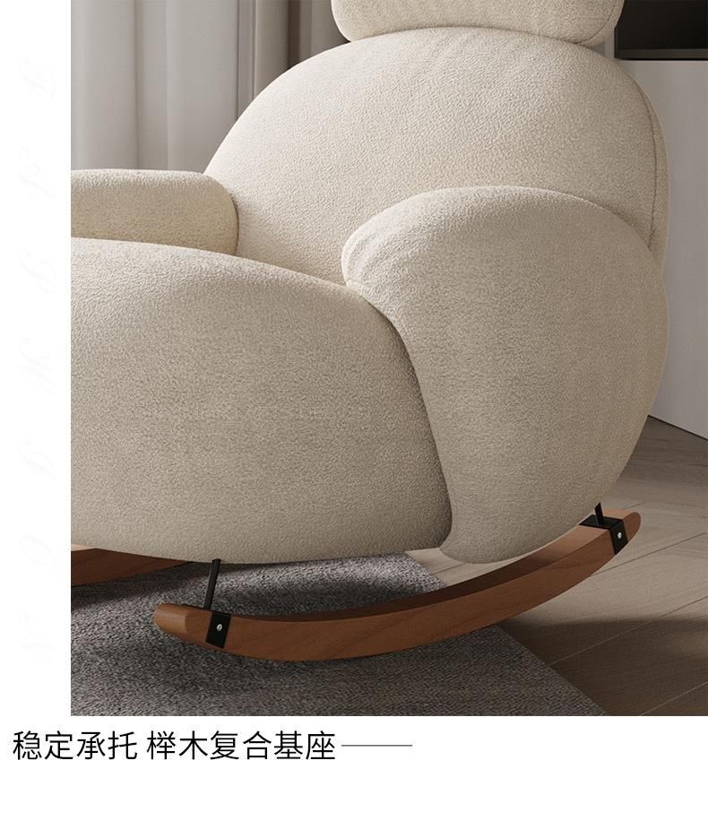 American Fabric Lazy Sofa Chair Bedroom Leisure Arc Rocking Chair