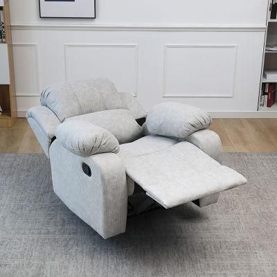 Beige Color High Quality Home Furniture Manual Recliner Sofa Comfortable and Soft Fabric Sofa Living Room Sofa Leisure Lazy Chair