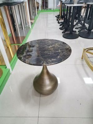 Home Furniture Luxury Golden Color Side Table Marble Top Coffee Center Table with Metal Base Living Room Sofa Tea Table