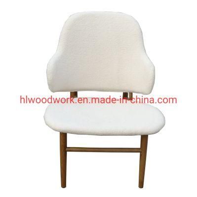 Magnate Chair White Teddy Velvet Solid Wood Dining Chair Coffee Shop Chair Wooden Chair Lounge Sofa Oak Wood Frame Brown Color