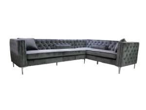 Living Room Sectional L-Shape Fabric Sofa Set