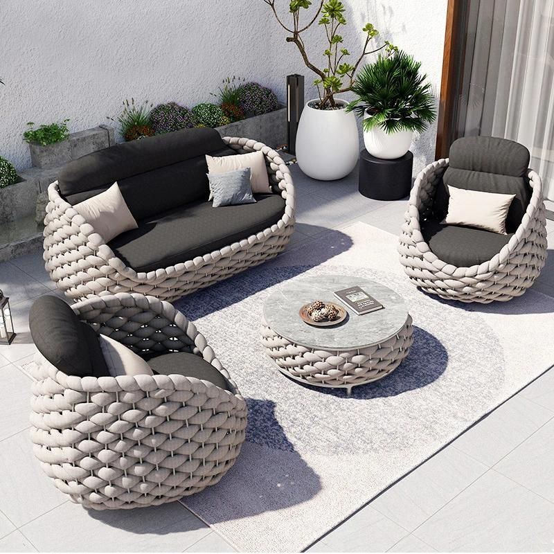 Hot Sell Rope and Ipil-Ipil Pineapple Wood Nordic Sofa Set Furniture