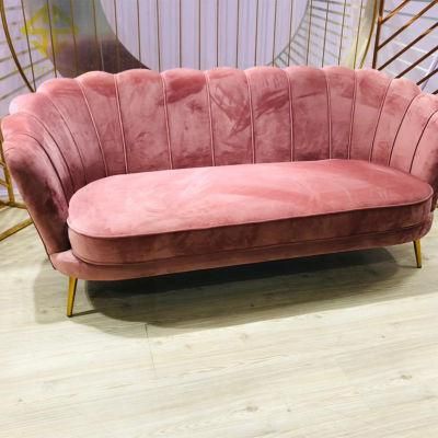 Latest Stylish Creative Arc-Shaped Lobby Event Wedding Cashew Shape Pink Flannelette Couch Curved Sofa