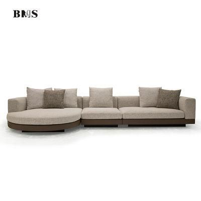 High-End Modern Contemporary L Shaped Round Chaise Sectional Sofa