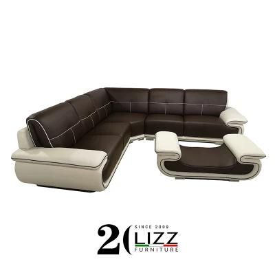 New Wood Frame Home Furniture Living Room Leisure Sectional Leather Sofa