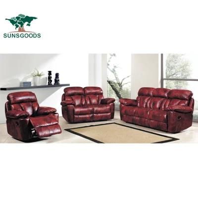 Manual Reclining Red Italy Leather Sofa Sectional Couch Chesterfield Furniture Luxury Sofa