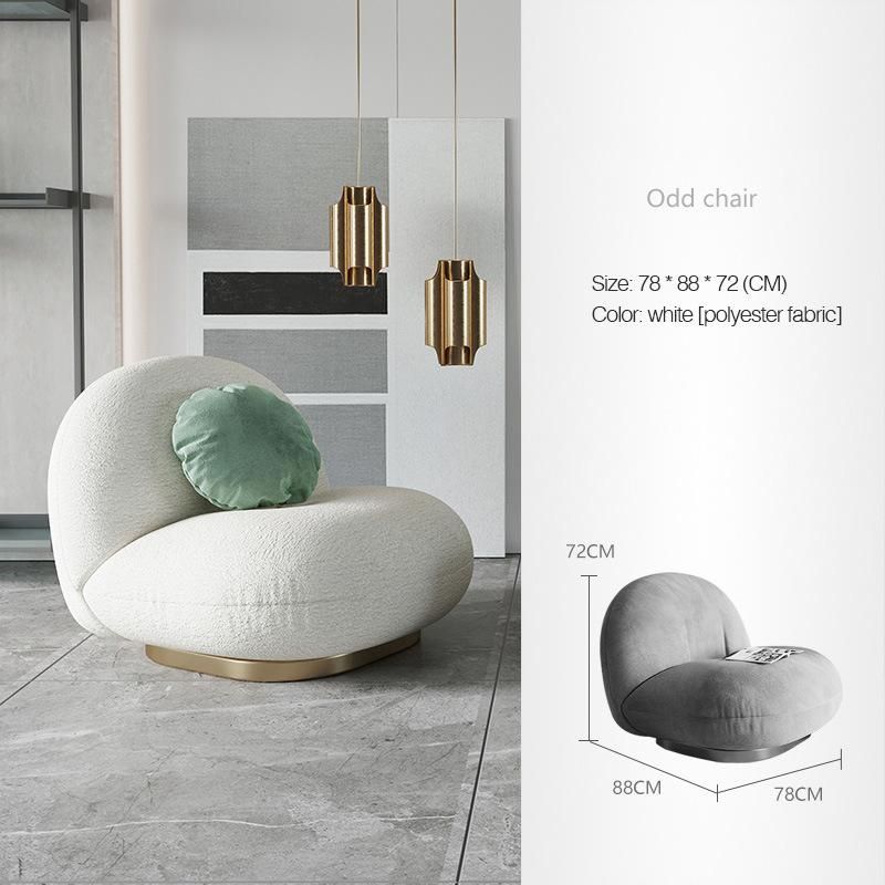 Modern Light Luxury White Curved Lamblike Fabric Living Room Sofa