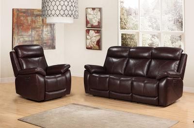 Leather Reclining Sofa with 5 Power Recliners