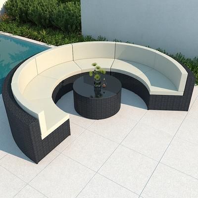 Circular Rattan Sofa Combination Circular Garden Courtyard Sofa Outdoor