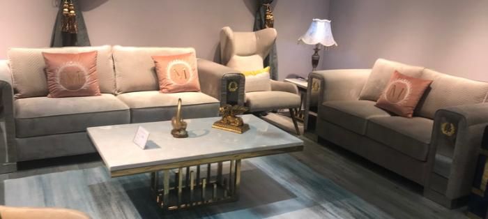 Metal Parts Sofa with Velvet Fabric for Living Room Furniture