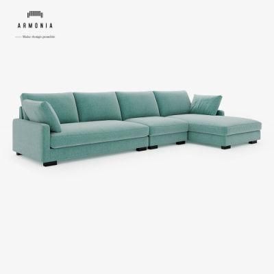 Fabric L Shape Couch Chesterfield Living Room Furniture Sofa