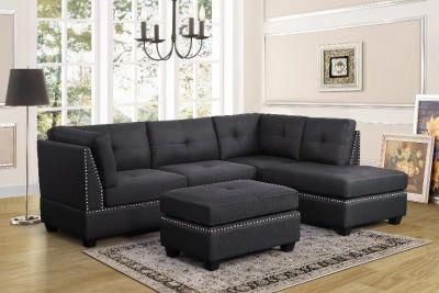 Fabric Sectional Sofa with Nails for Home Furniture