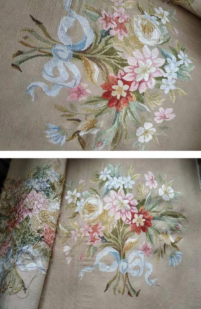 Handwoven Flat Weave French Aubusson Sofa Chair Covers Sets 20 Pieces Romeo Juliet Flower Design