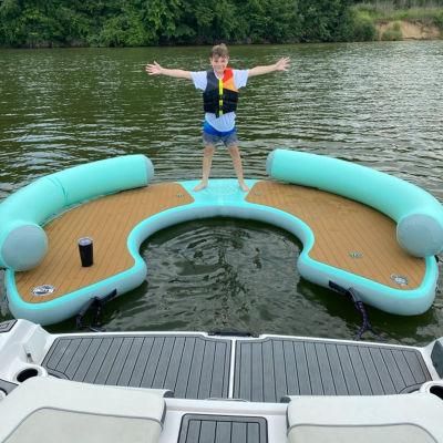 New Design C Shape Adults Play Water Floating Mat Inflatable Water Play Dock Floating Sofa Island for Sale