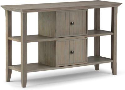 Grey Finish Rustic Console Sofa Table Desk with 2 Door