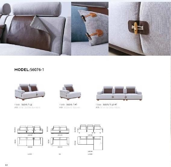 Modern Design Sofa with Head Pillow for Living Room