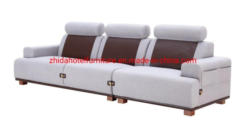 Modern Fabric Home Furniture Leather Wooden Living Room Sofa