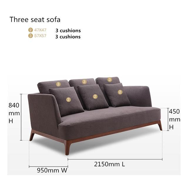 Nordic Unique Design Furniture Ash Solid Wooden with Fabric Sofa for Hotel
