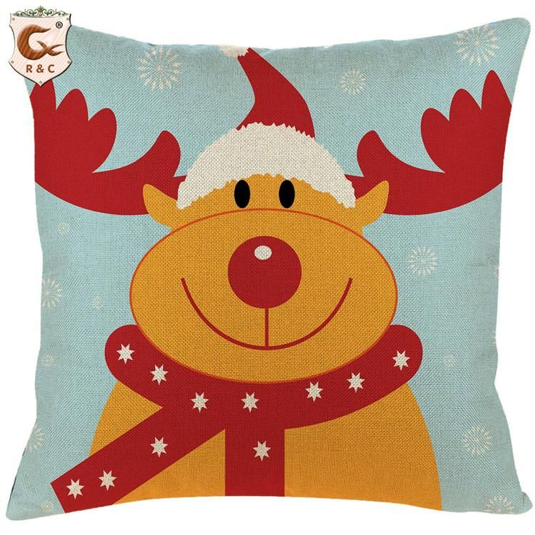 Modern Decorative Home Cushion Covers Elk Red Merry Christmas Sofa Pillow Covers