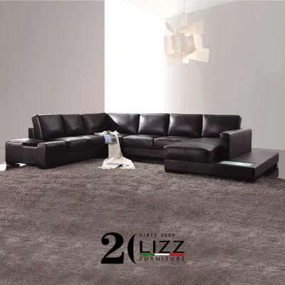 New Age LED Office Furniture Conner U Shape Leather Sofa