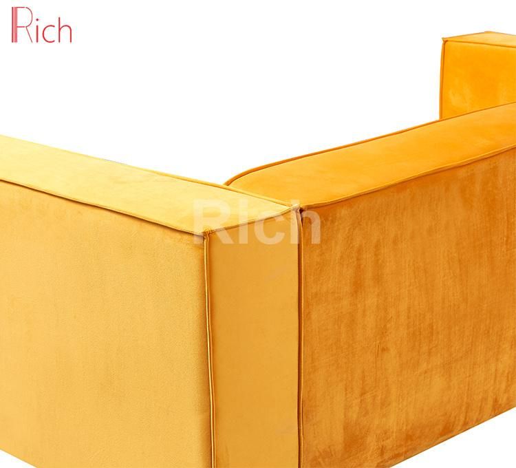 New Design Yellow Fabric Upholstered Luxury Sofa for Home