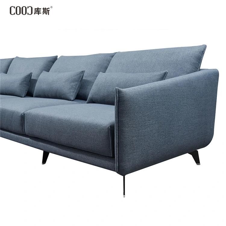 Italian Minimalist Style Combination Sofa Light Blue Luxury Fabric Sofa