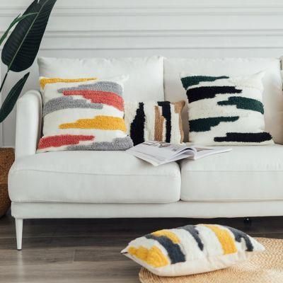 Cotton Woven Cushion Cover Absract Color Block Pillow Cover Moroccan Style Handmade Cushion for Home Decoration Sofa Bed 45X45cm/30X50cm