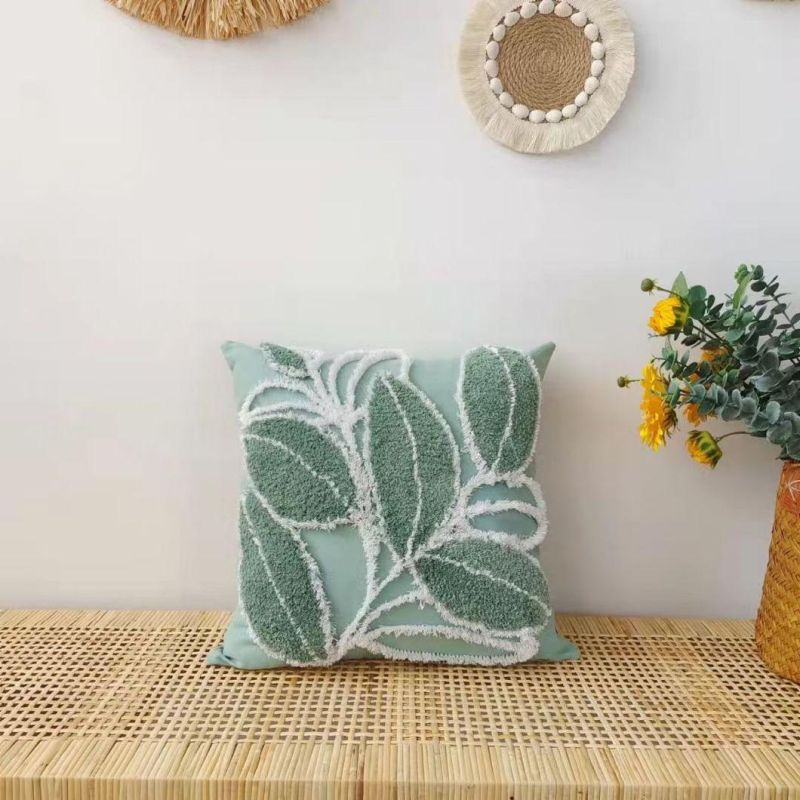 Leaves Leaf Pattern Tufted Cushion Cover Cushion Covers Decorative Home Pillowcase Sofa Cushion Cover