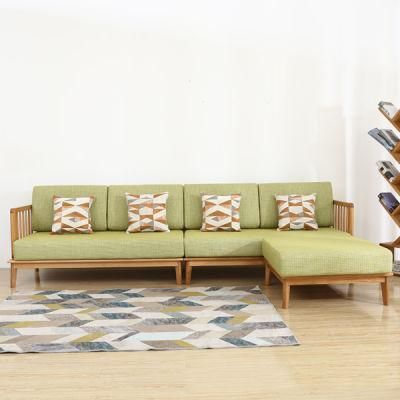 Nordic Living Room Solid Wood Fabric Sofa