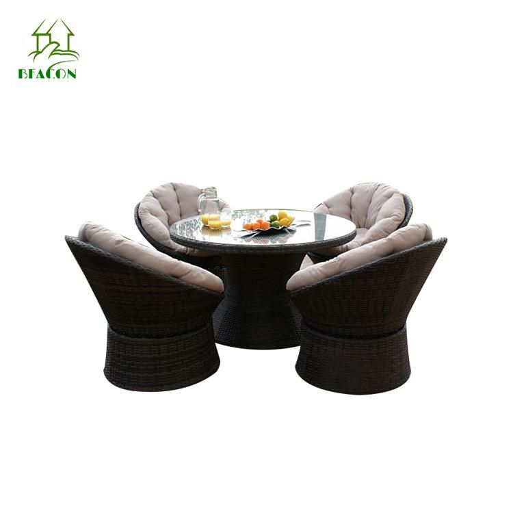 Durable Handmake Weave PE Flat Rattan Outdoor Garden Dining Set Outdoor Sofa Set