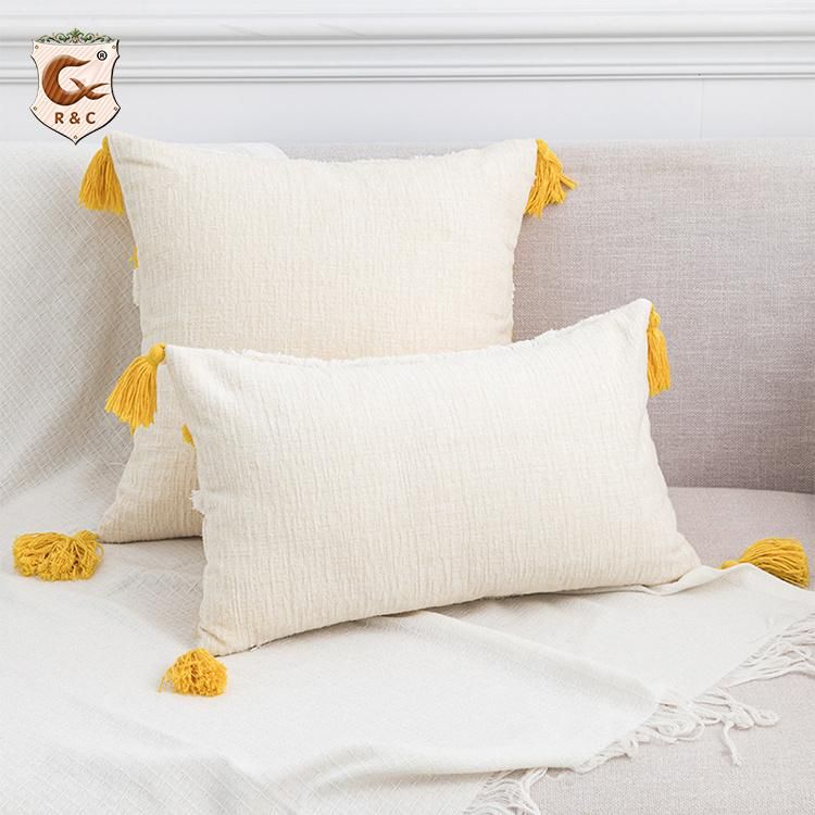 New Tufted Linen Embroidered Pillowcase Bohemian Folk Style Pillow Cover Sofa Bedroom Bed Decorative Cushion