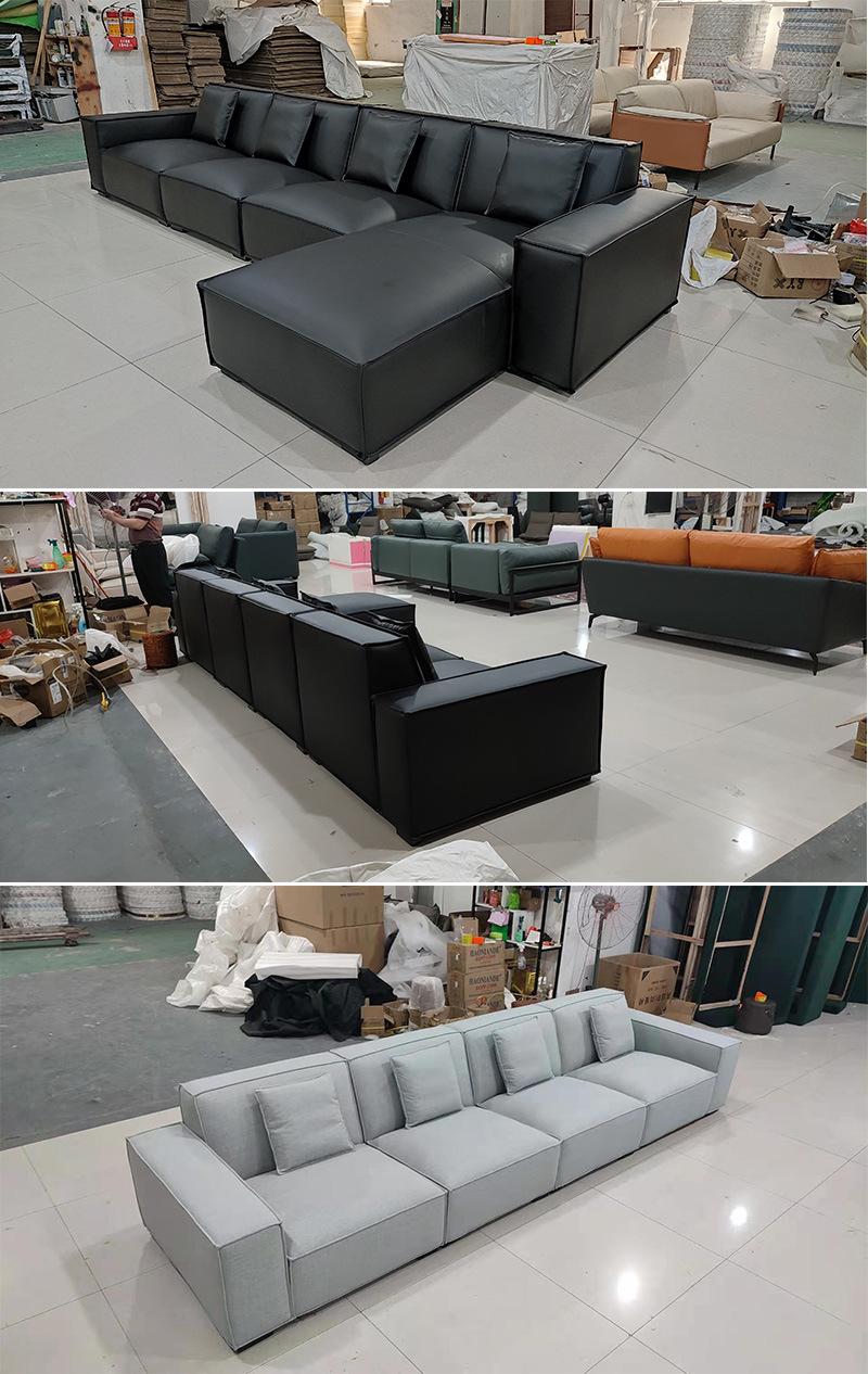 Modern Fabric Sectional Seating Leather Corner Sofa Set Leisure Home Couch for Living Room Furniture