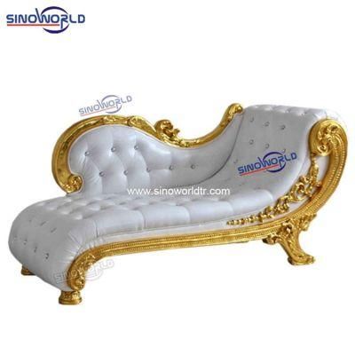 Wedding Event Luxury Chesterfield Couch Exlcusive Leather Velvet Golden Wood Sofa