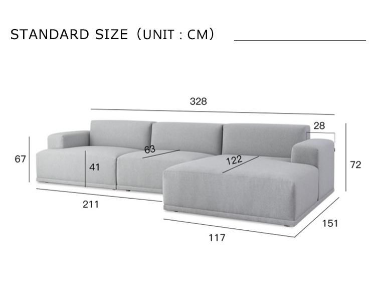 Modern Home Living Room Furniture Set Grey Velvet Fabric Corner Sofa