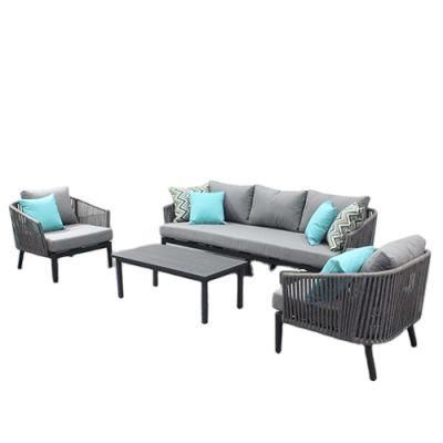 Modern Hotel Terrace Swimming Pool Aluminum Rope Outdoor Leisure Sofa Set Garden Furniture