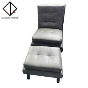USA Free Shipping Retail Sale MID Century Black Genuine Leather Single Sofa Chair Hotel Leather Casual Retro Lounge Chair