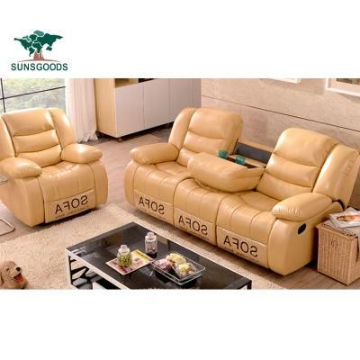 Best Quality Yellow Modern Couch Living Room Furniture Manual Recliner Leather Sofa