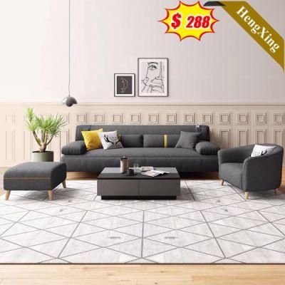 Modern Home Furniture Living Room Leisure L Shape Sofas Gray Color Fabric 3 Seat Sofa with a Footrest and Single Seat Sofa