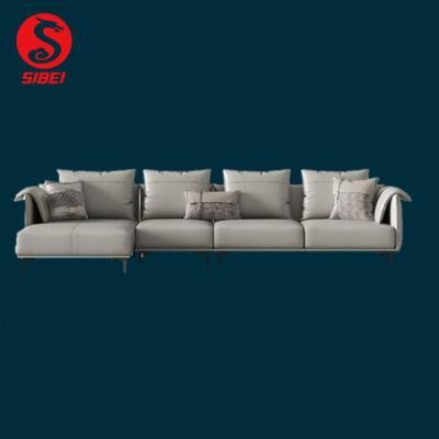 Modern Luxury Sofa Sets Wooden Legs Home Furniture L Style Settee Living Room Leather Sofa