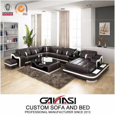 Hot Sell Italian Hotel Outlet Leather Leisure Furniture Sofa for Sale with Lighting