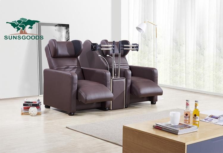 Custom-Made 2 Seats Recliner 12 Volt DC Motor Leather Recliner Sofa