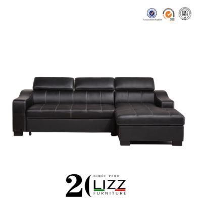 China Manufacturer Wholesale Home Furniture Multi-Functional L Shape Leather Sofa Bed