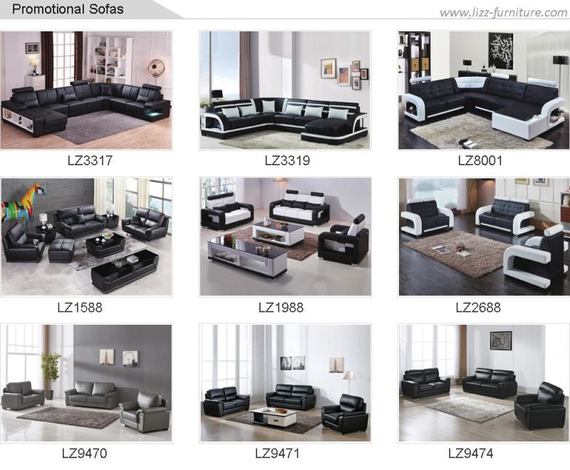Wooden Contemporary Home Genuine Leather Sofa Furniture Set